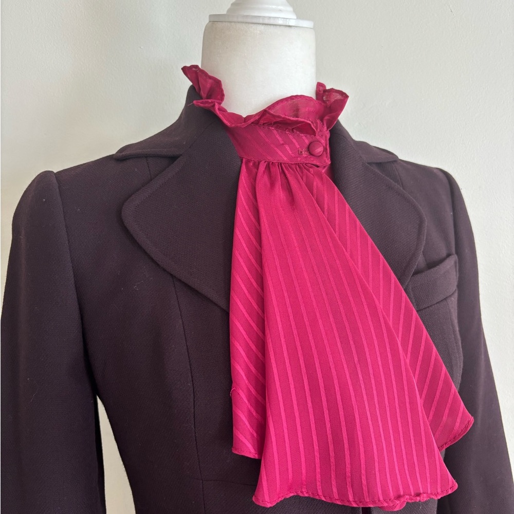 Vintage At Once Scarf collared blouse  Bow Detail size small - Picture 5 of 12